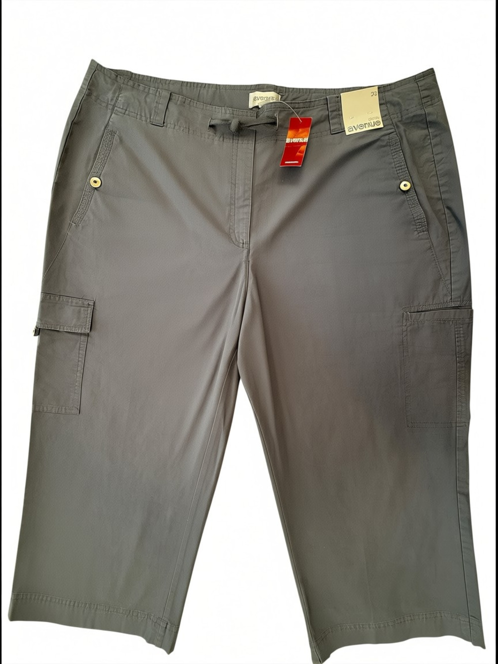 Avenue Plus Size Grey Cargo Capri Pants